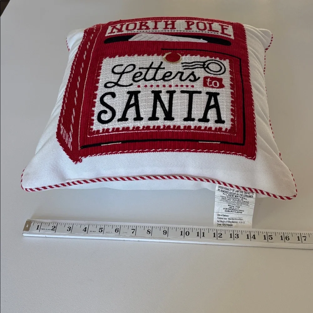NWOT North Pole Letters to Santa Pillow Christmas Decor Holiday Gift Red White